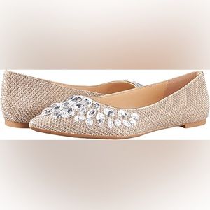 Jewel Badgley Mischka Ulanni Ballet Flat Champagne Size 9.5